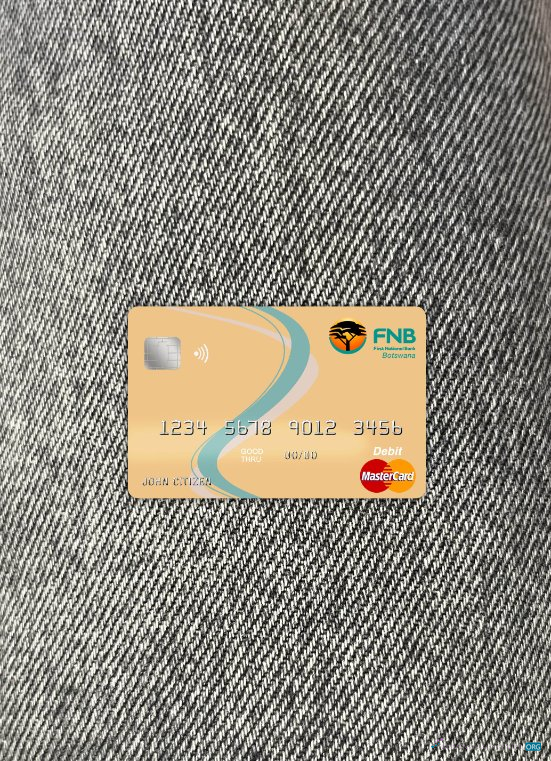 Download Botswana First National bank master card photolook front Photoshop template